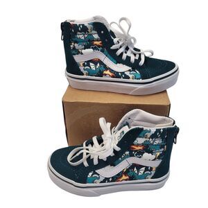Vans Unisex SK8-HI Zip Shoe Mythical Glow Deep Teal Dragon Print  Size 10.5 New